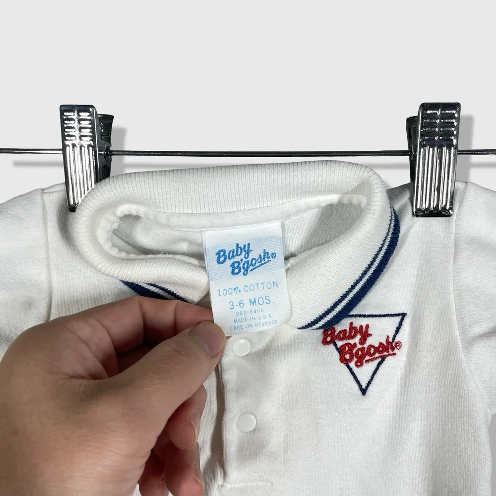 Baby B'gosh Polo Bodysuit Baby 3-6 Months White‎ Vintage Prep Preppy Casual